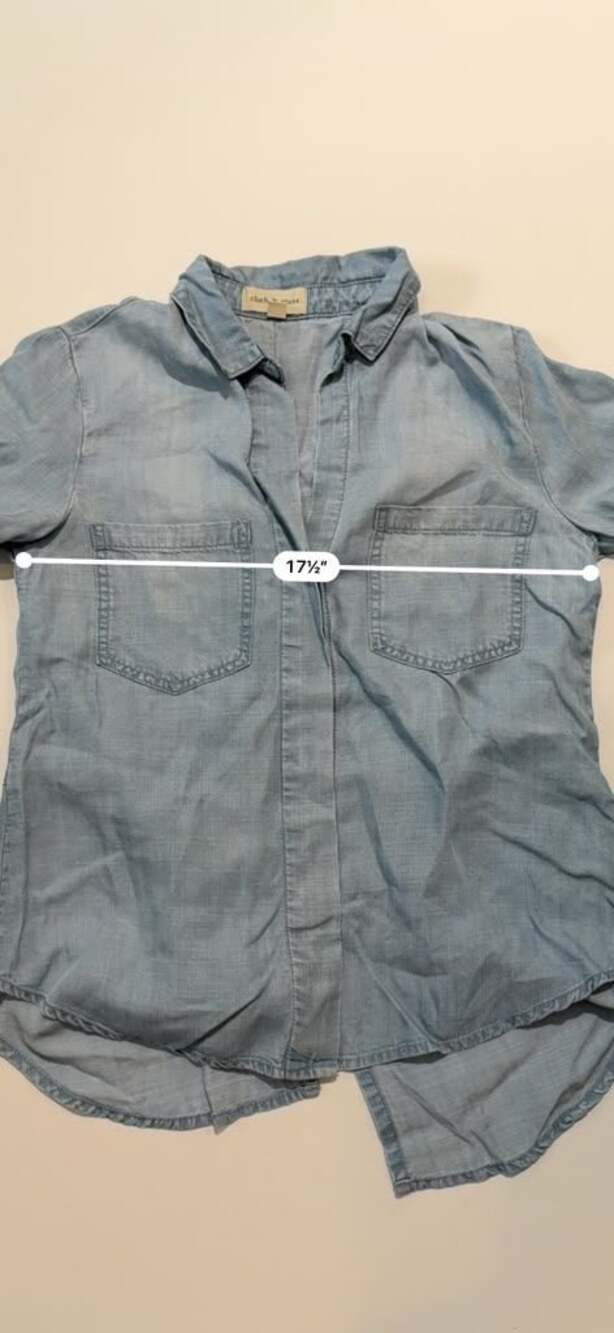 Anthro Cloth & Stone Chambray Soft Flowy Oversized Button-Up Shirt Blouse Top - Picture 3 of 11